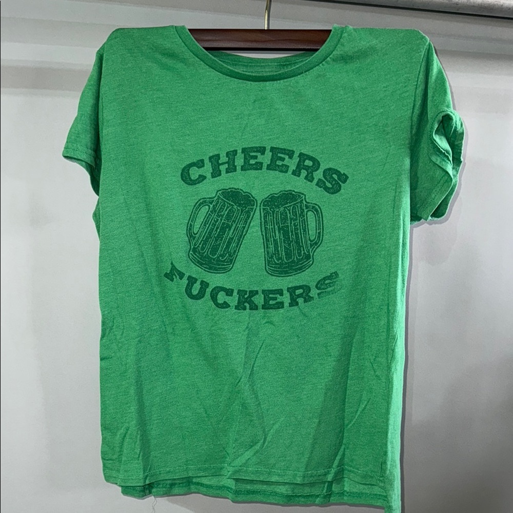 Green Graphic T-Shirt with Beer Mugs